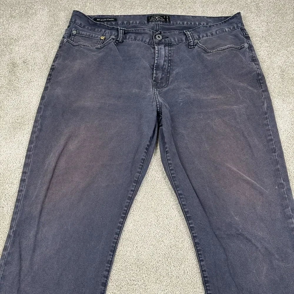 Lucky Brand Jeans 34x32 Men's Black 363 Vintage Straight Fit Stretch Pants Faded